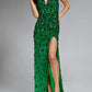 Jovani - Sequin Embellished Gown With Plunging Neckline