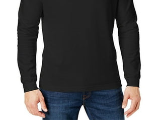 Camiseta masculina Galaxy by Harvic de manga comprida e gola alta, preta, tamanho médio
