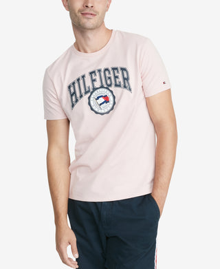 Camiseta Tommy Hilfiger Elevated Logo Masculina Rosa Tamanho Médio