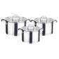 Conjunto de panelas de aço inoxidável polido com 6 peças e tampas de 1,9 QT, 2,7 QT e 3,6 QT