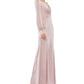 Mac Duggal - Satin Ruched Bishop Sleeve Gown