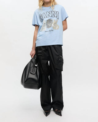 Ganni - Women's Basic Cotton Jersey Animals Relaxed Shirt