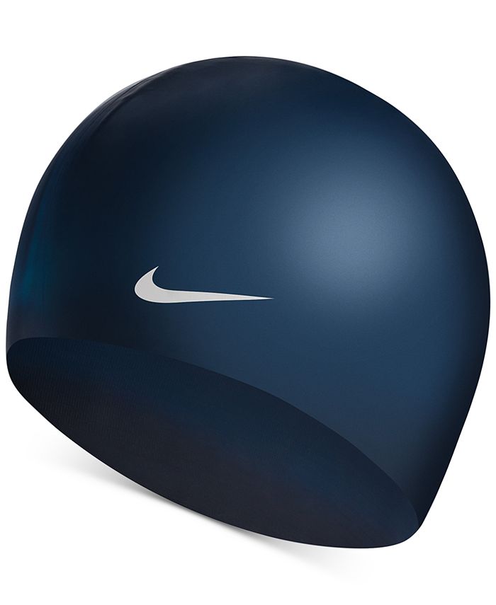 Touca de natação Nike feminina de silicone sólido, tamanho regular, azul