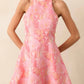 B.Right - Vibrant Floral Jacquard Halter Neck Dress With Ribbon Back