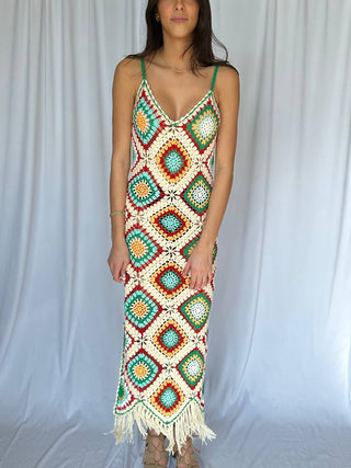 Vestido de malha com franjas Elan - Lela