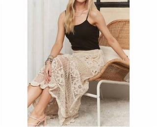 Adora - Crochet Lace Maxi Skirt With Drawstring Waist