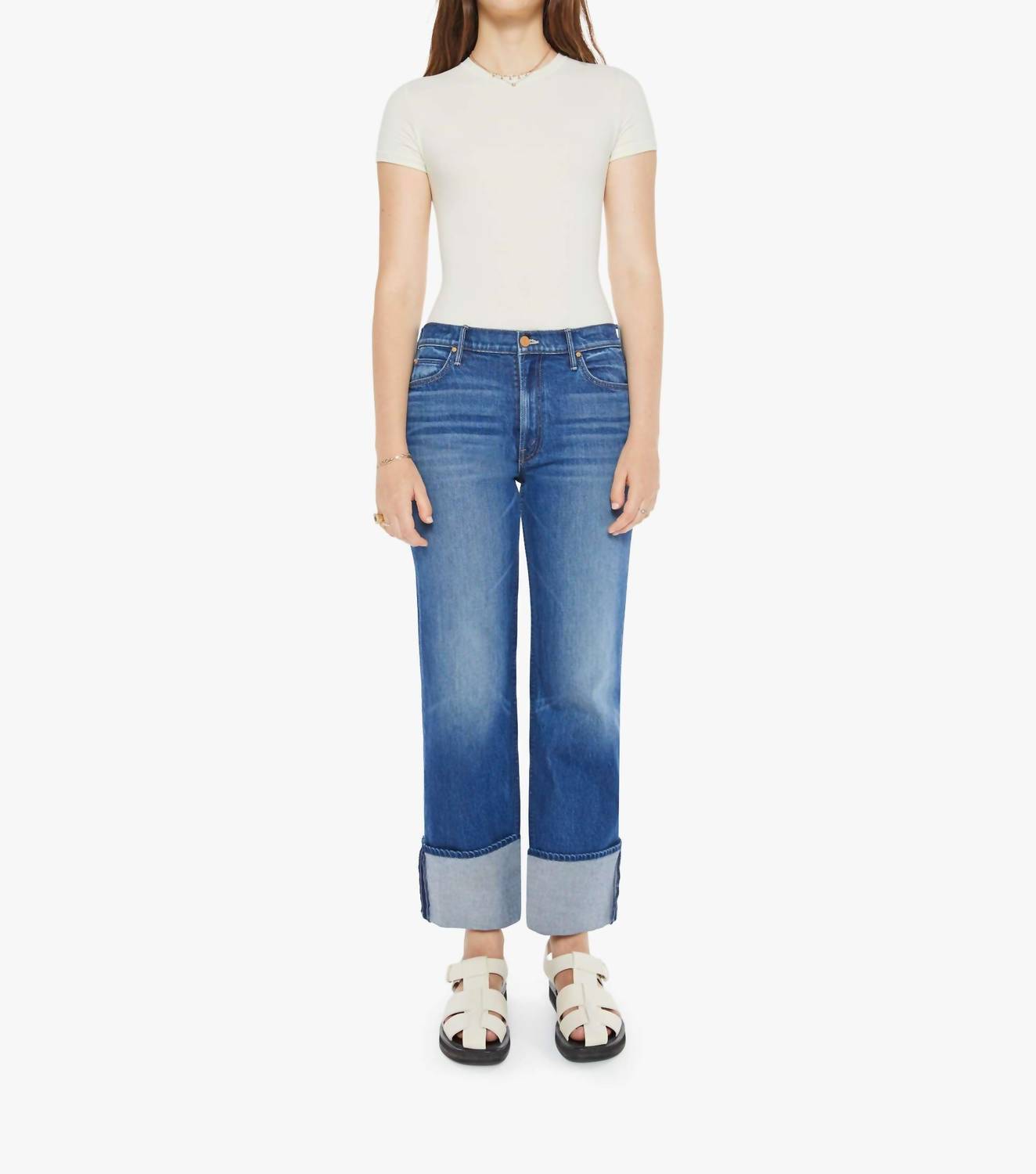 Mother - Checkerboard Duster Flood Cuff Jeans