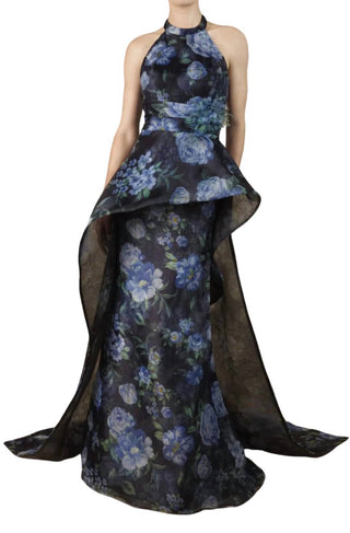 Janique - Organza Collar Halter Gown