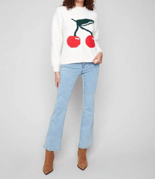 Charlie B - Cherry Fuzzy Drop Shoulder Sweater