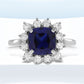 Created Sapphire Moissanite Ring Sterling Silver