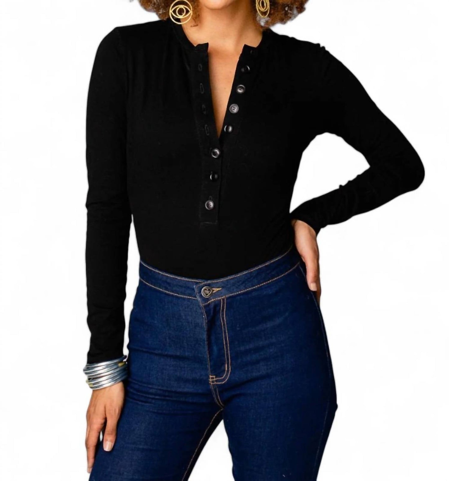 Buddylove - Ivy Henley Button Front Bodysuit