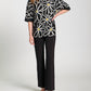 Apny - Whimsical Floral Sweater With Contrast Cuffs And Pockets
