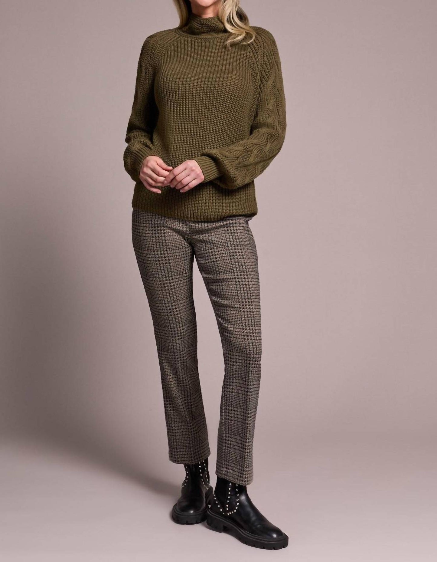 Tribal - Cable Knit Mock Neck Sweater