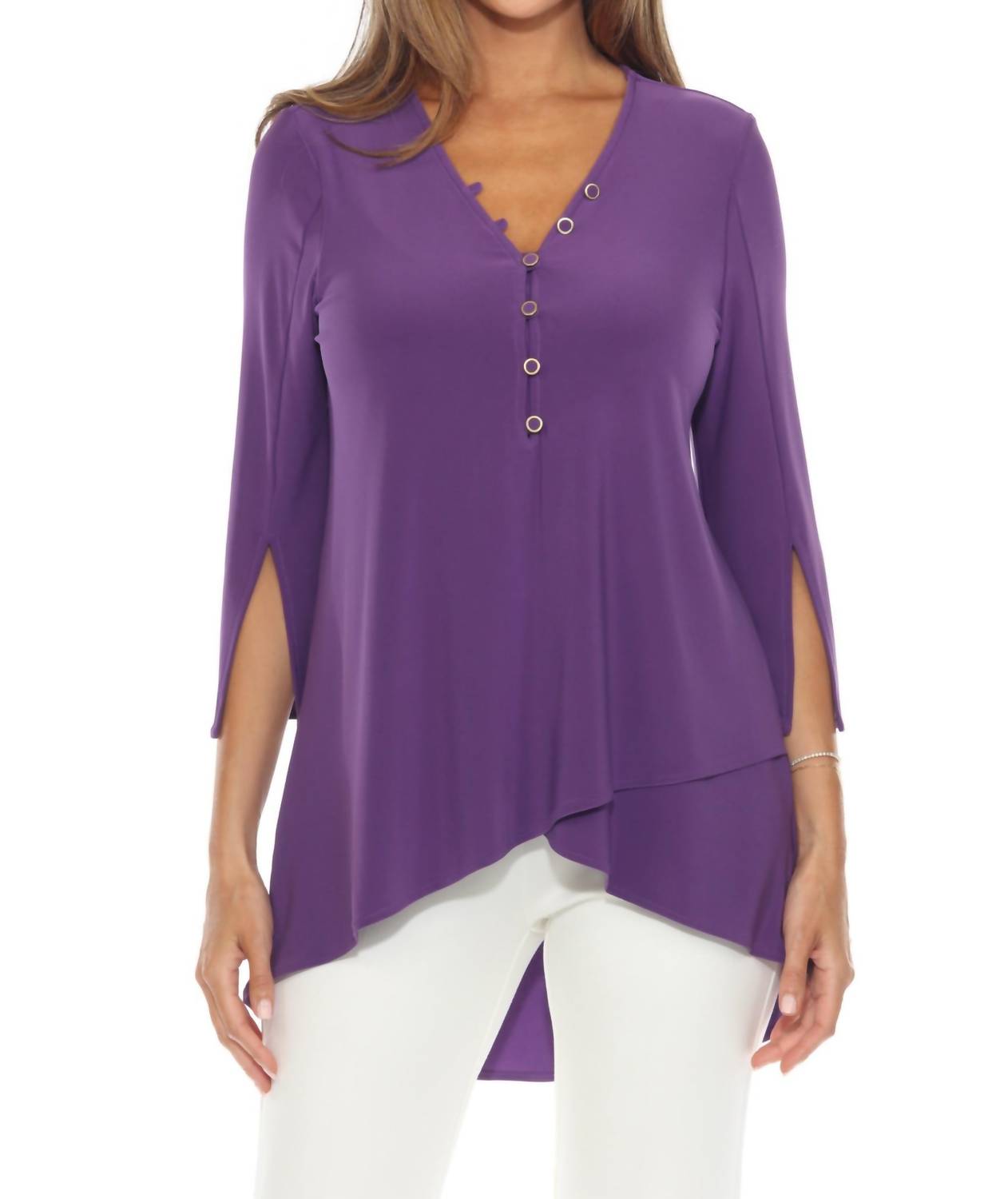 Joseph Ribkoff - Wrap Front 3/4 Sleeve V-neck Tunic