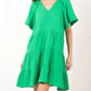 Very J - Texture V-neck Ruffled Tiered Dress
