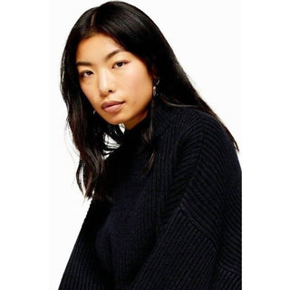 Topshop - Suéter oversize de malha canelada com gola falsa