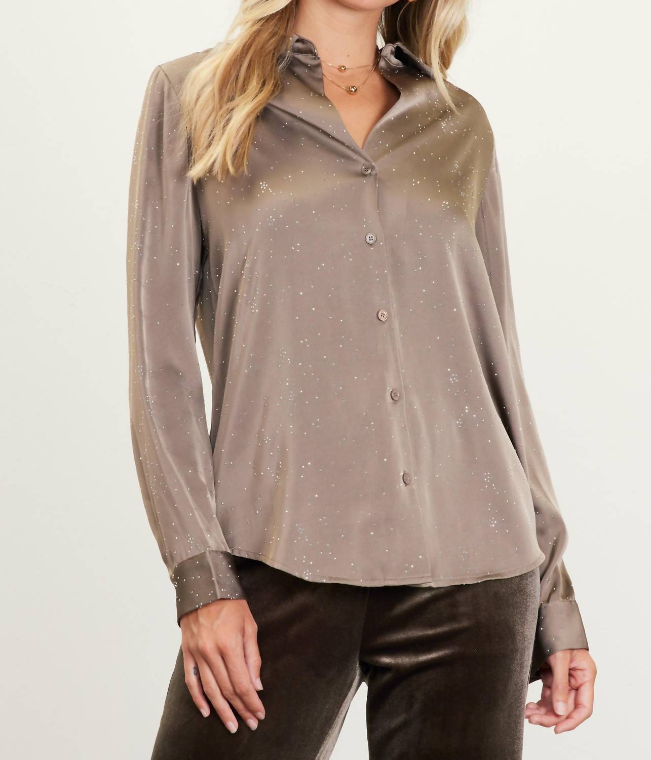 Skies Are Blue - Rhinestone Button Down Blouse