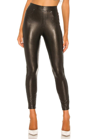 Spanx - Calça Skinny com Detalhe em Couro