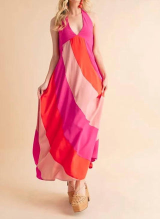 Trendsi - Vestido longo sem mangas Aemi+Co Color Block