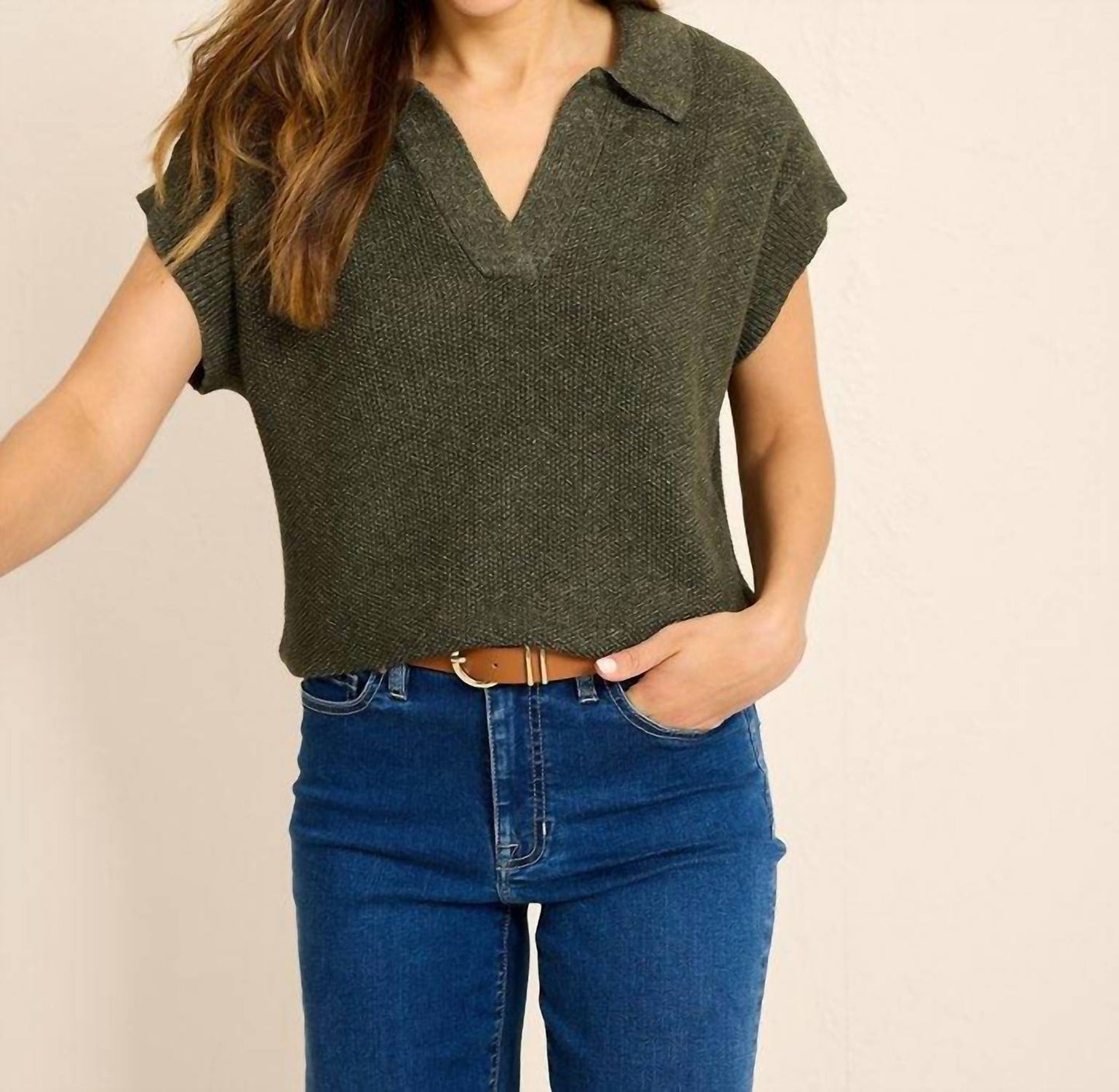 Tommy Bahama - Pebble Stitch Collared Short Sleeve Sweater