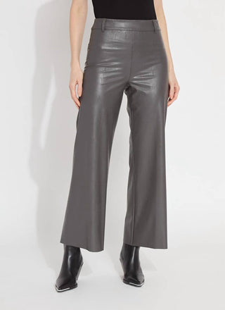 Lysse - Calça feminina de couro vegano com perna larga