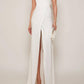 Alyce Paris - One Shoulder Neckline Slit A-line Dress