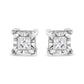 .925 Sterling Silver 1/2 Cttw Miracle Set Princess-cut Diamond Solitaire Stud Earrings (H-I Color, SI2-I1 Clarity)