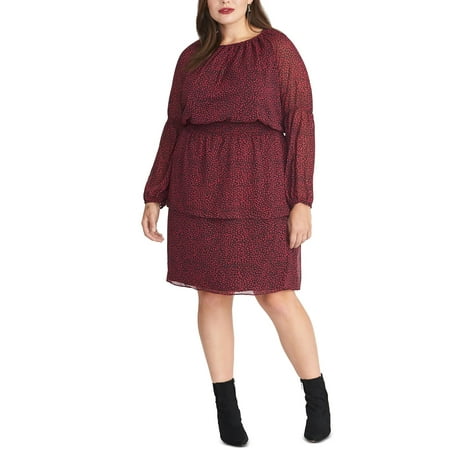 Rachel Roy Women s Lola Long Sleeve Ditsy Floral Blouson Dress Black Size 0X