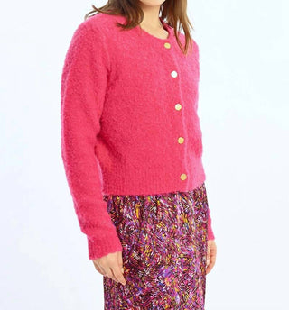 Molly Bracken - Cardigan de malha boucle com botões dourados