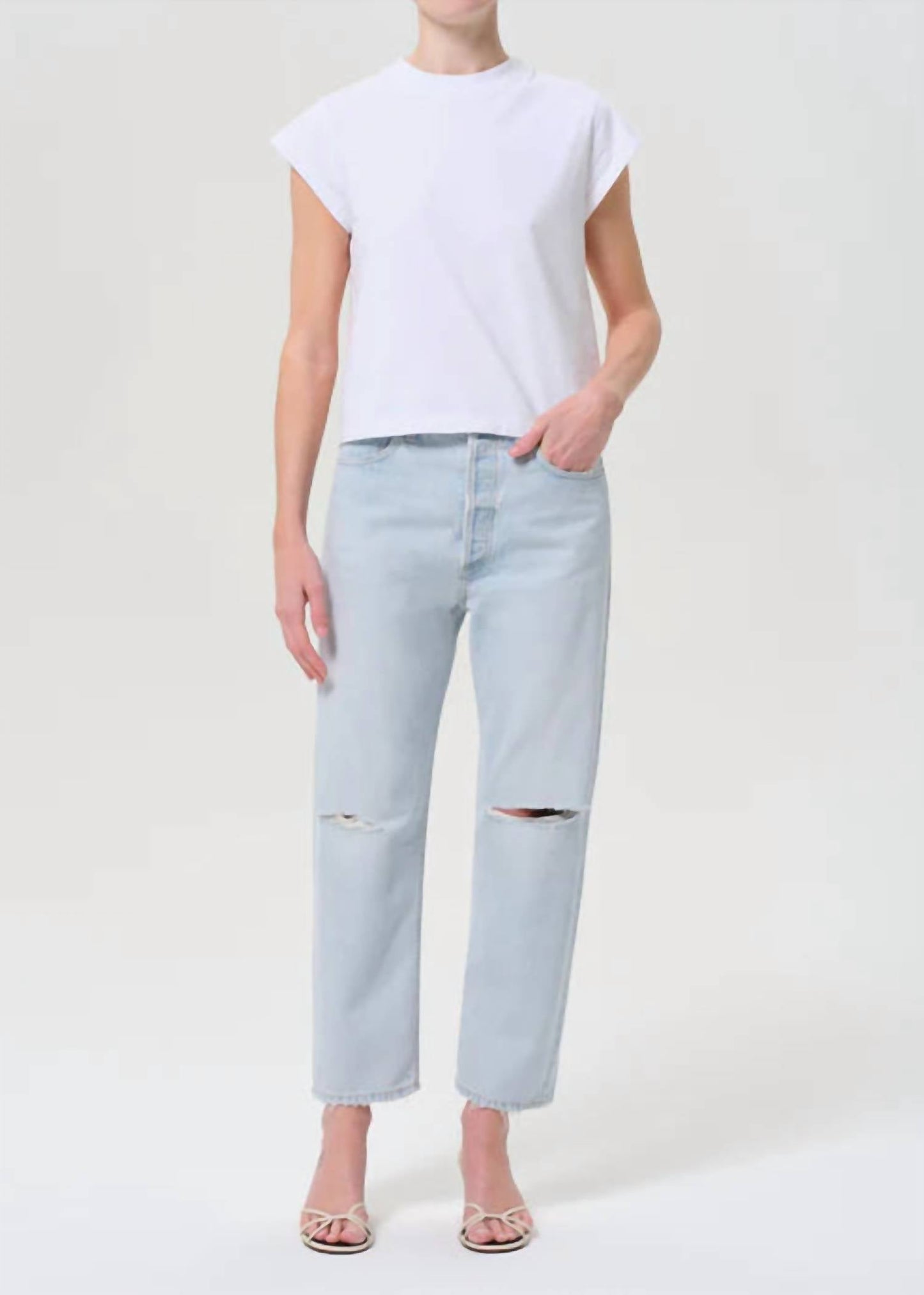 Agolde - Women's 90's Crop Mid Rise Straight Jean