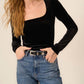 Project Social T - Dream Come True Square Neck Velvet Long Sleeve Top