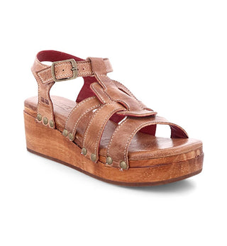 Bedstu - Women's Buckle Ankle Strap Wooden Wedge Sandal