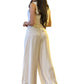 A.C.G. Los Angeles - Satin Wide Leg Pants & Cowl Neck & Flower Sleeveless Top