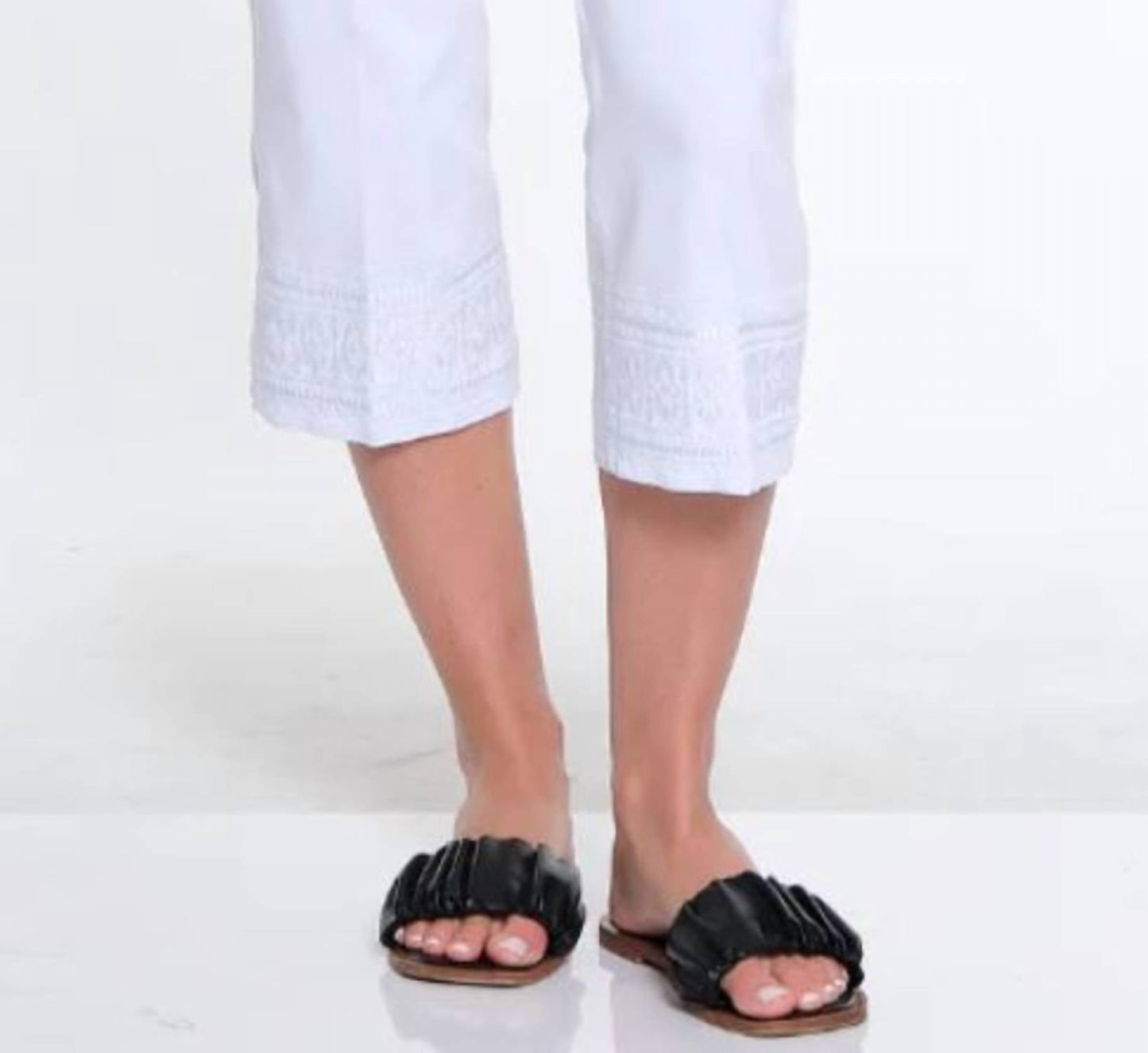 Slimsation By Multiples - Pull-on Ankle Jean With Embroidered Hem Pant