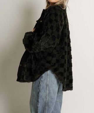 Bibi - Checkered Sherpa Oversized Shacket
