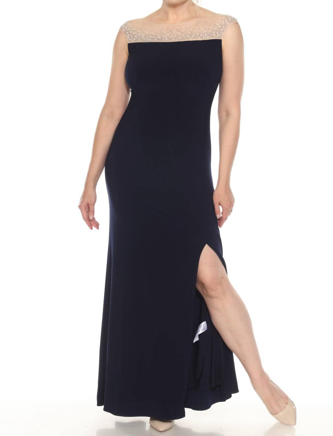 Joseph Ribkoff - Embellished Mesh Yoke Evening Dress