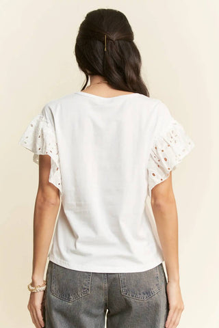 Davi & Dani - Eyelet Sleeve Top
