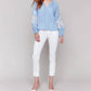 Charlie B - Cotton-linen Button-front Blouse With Embroidery