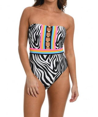 Sunshine 79 - Psychedelic Zebra One Piece Bandeau Swimsuit