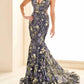 Ellie Wilde - Embroidered Tulle Sequin Lace-up Back Gown