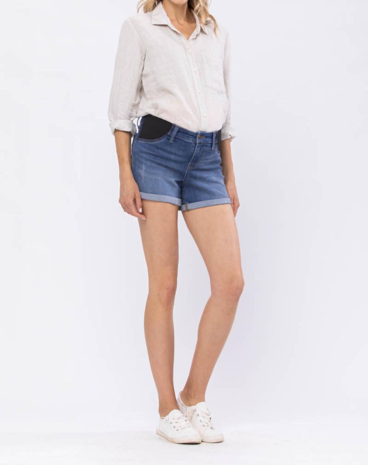 Judy Blue - Mid-rise Cuffed Comfort Waist Maternity Shorts