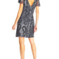 Aidan Mattox - Short Sleeve Embellished Mesh Dress