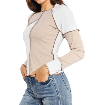 Double Take - Blusa com costura exposta e blocos de cores