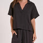 Elan - Short Sleeve V-neck Gauze Top