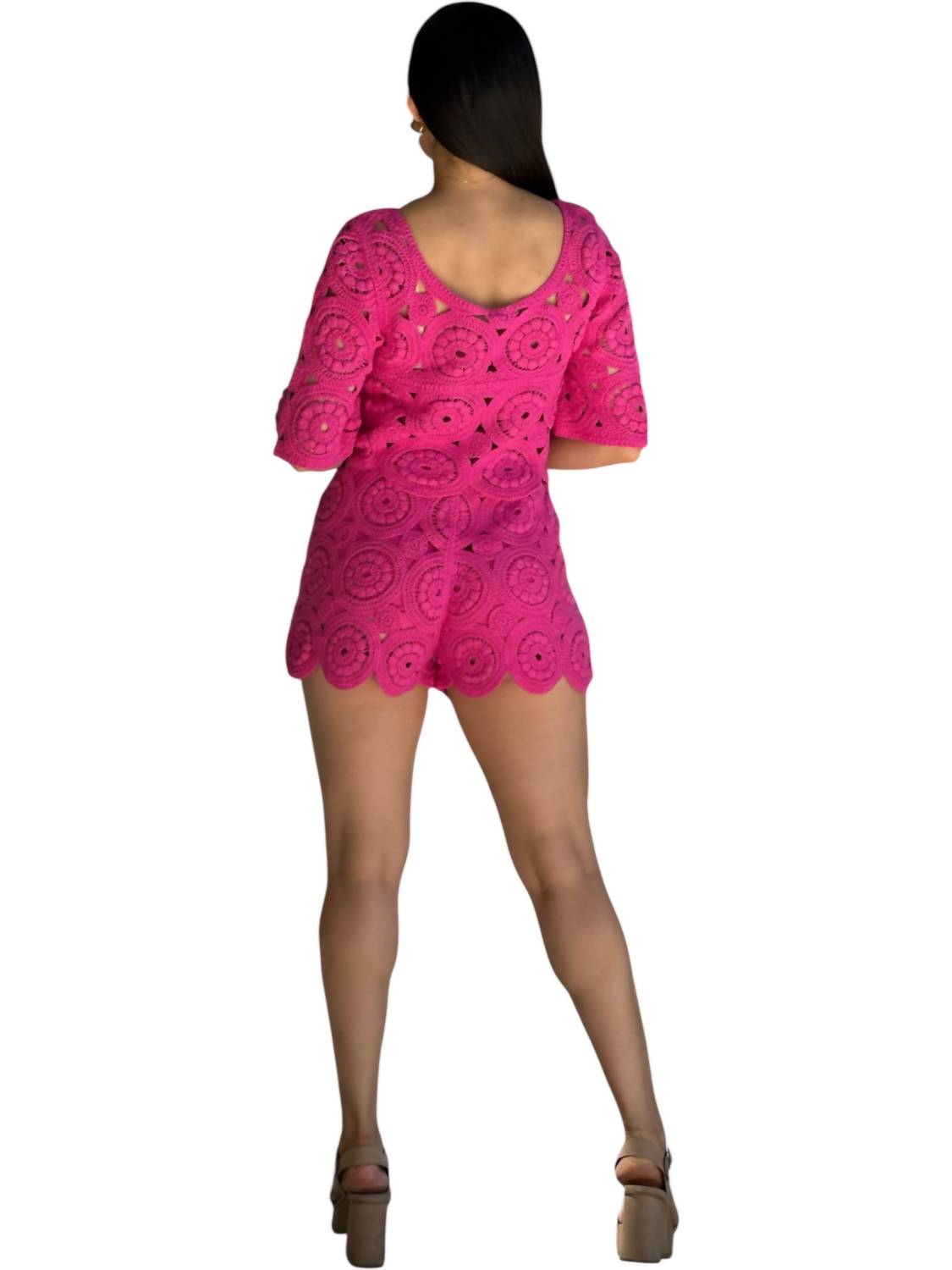 A.C.G. Los Angeles - Boho Crochet Lace Crop Top & Short Set