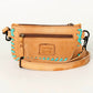 American Darling - Women's Tooled Leather With Cowhide Stitch Crossbody Bag