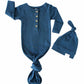 Fawn & Foster - Baby Organic Knotted Gown + Top Knot Hat