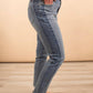 Judy Blue - Side Panel Detail & Hi-lo Fray Hem High Waisted Jean