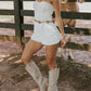 Le Lis - Strapless Denim Romper