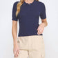 Allie Rose - Tasha Soft Collared Pointelle Knit Top